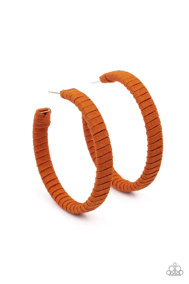 Paparazzi Suede Parade Orange Earrings A Finishing Touch Jewelry Earrings