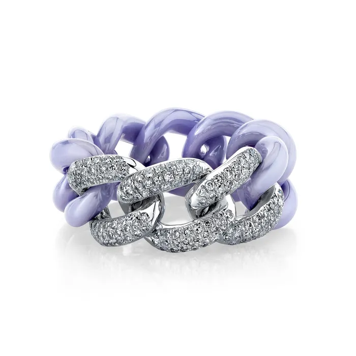 Rings TRIPLE PAVE LAVENDER CERAMIC ESSENTIAL LINK RING SHAY JEWELRY