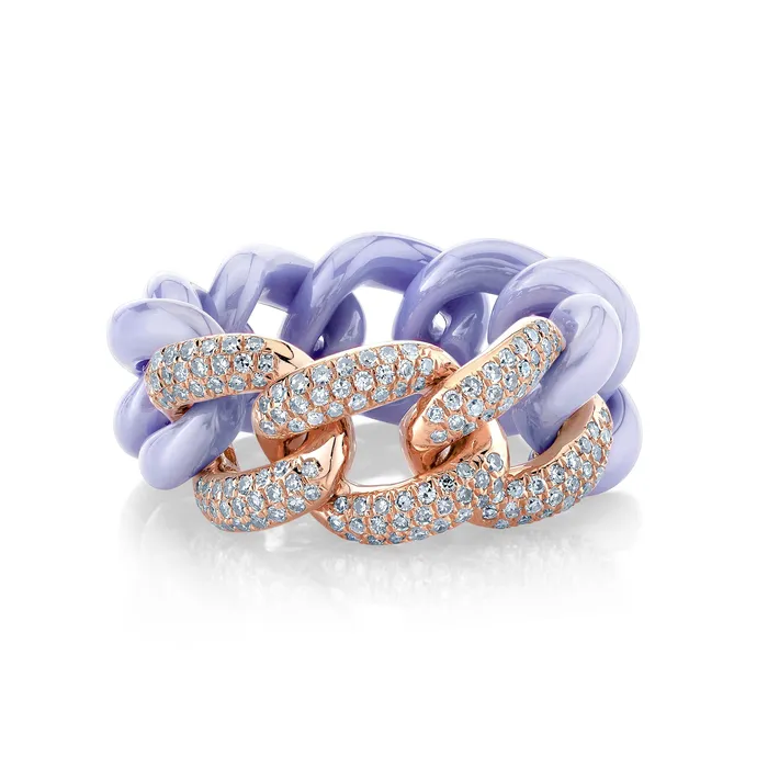 Rings TRIPLE PAVE LAVENDER CERAMIC ESSENTIAL LINK RING SHAY JEWELRY