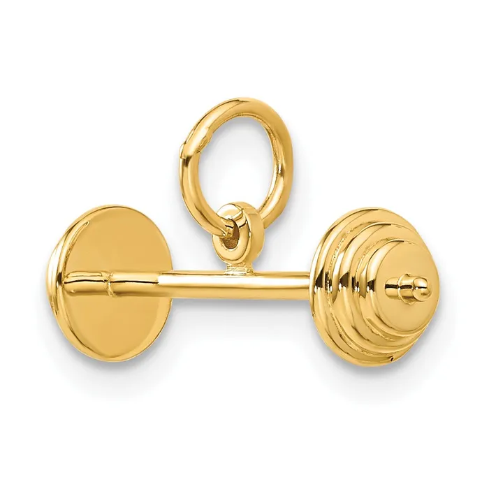 14k Yellow Gold 22 mm 3D Barbell Charm 162 grams Qgold Charm Necklaces 14k Yellow Gold 22 mm 3D Barbell Charm 162 grams Qgold Charm Necklaces
