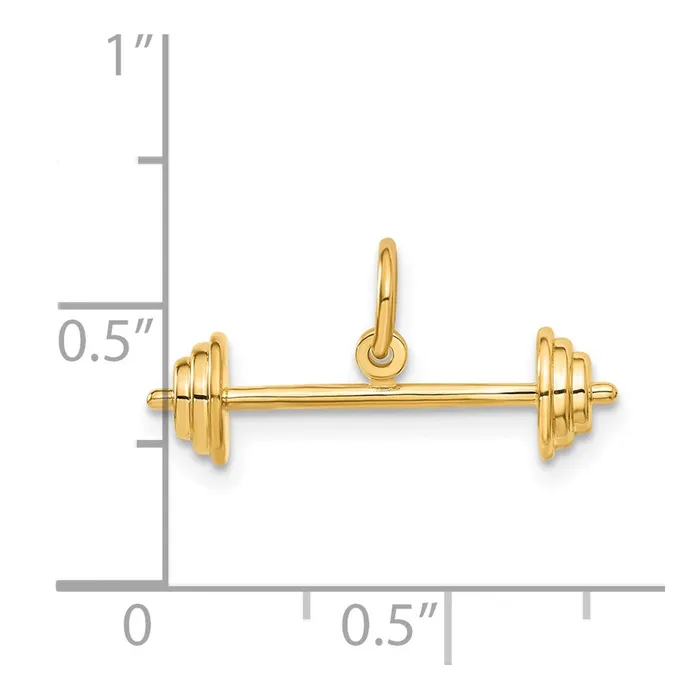 14k Yellow Gold 22 mm 3D Barbell Charm 162 grams Qgold Charm Necklaces 14k Yellow Gold 22 mm 3D Barbell Charm 162 grams Qgold Charm Necklaces