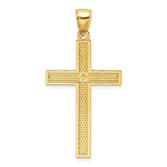 14k Yellow Gold 235 mm Polished Beaded Cross Pendant 376 grams Qgold Necklaces 14k Yellow Gold 235 mm Polished Beaded Cross Pendant 376 grams Qgold Necklaces