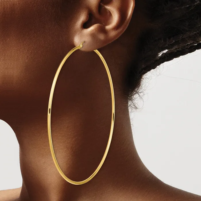 14k Yellow Gold 905 mm Lightweight Round Tube Hoop Earrings 454 grams Qgold Earrings 14k Yellow Gold 905 mm Lightweight Round Tube Hoop Earrings 454 grams Qgold Earrings