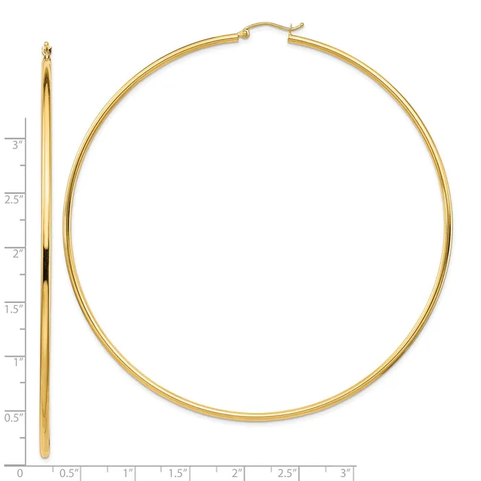 14k Yellow Gold 905 mm Lightweight Round Tube Hoop Earrings 454 grams Qgold Earrings 14k Yellow Gold 905 mm Lightweight Round Tube Hoop Earrings 454 grams Qgold Earrings