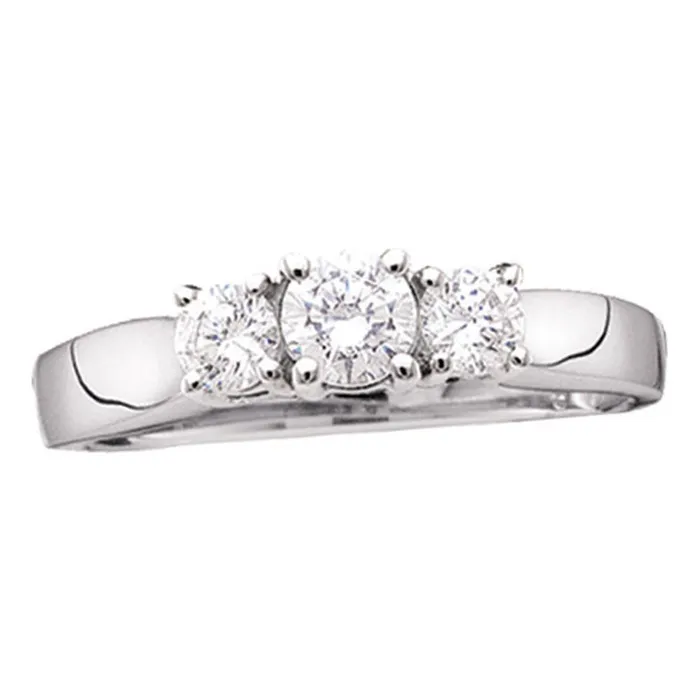 14Kt White Gold 34CtSup DiaRd 3Stone Diamond Ring 228 grams GND Rings