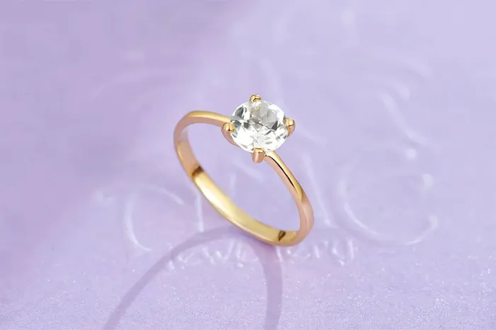 6mm Colorless Topaz 4Prong Ring in 14K Yellow Gold AME Jewellery Rings