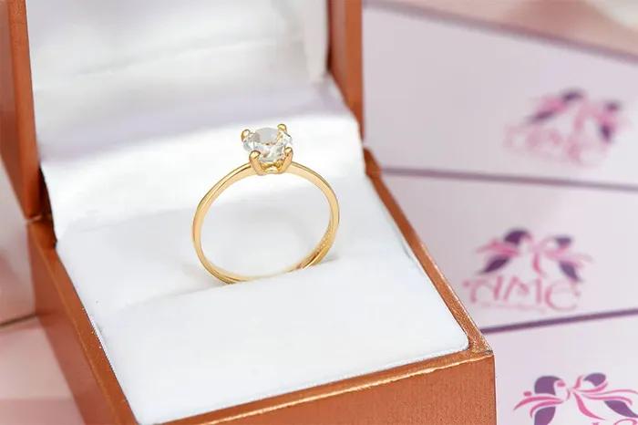 6mm Colorless Topaz 4Prong Ring in 14K Yellow Gold AME Jewellery Rings