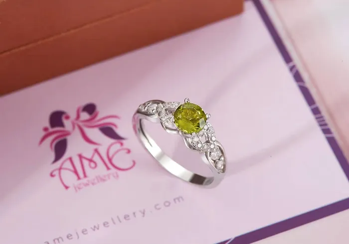 6mm Natural Roundcut Peridot Ring in Sterling Silver AME Jewellery Rings