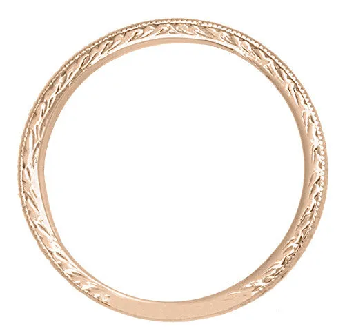 Antique Jewelry Mall Rings Art Deco Vintage Engraved Wheat Diamond Wedding Band in 14K Rose Gold Pink Gold Antique Jewelry Mall Rings Art Deco Vintage Engraved Wheat Diamond Wedding Band in 14K Rose Gold Pink Gold