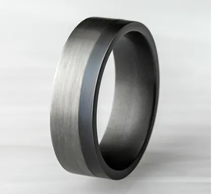 Benchmark Rings 7mm TwoTone Dark Tantalum Comfort Fit Wedding Band w Satin Finish