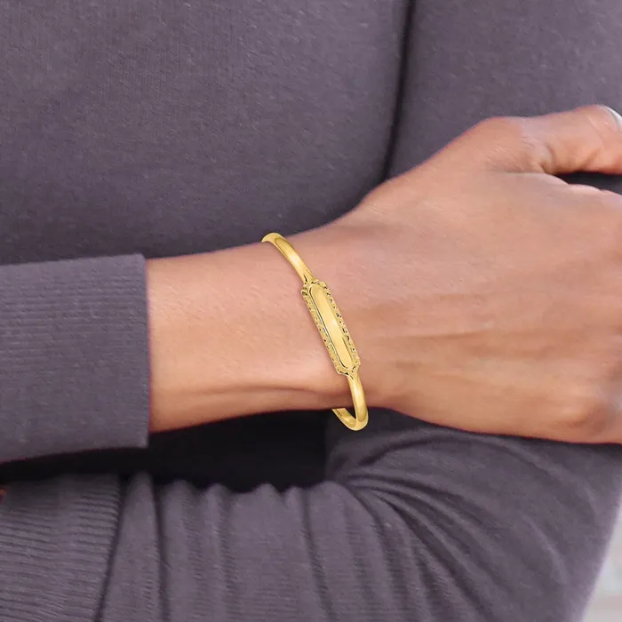 Bracelets 14k Yellow Gold 25 mm Slipon ID Baby Bangle Bracelet 434 grams Qgold Bracelets 14k Yellow Gold 25 mm Slipon ID Baby Bangle Bracelet 434 grams Qgold