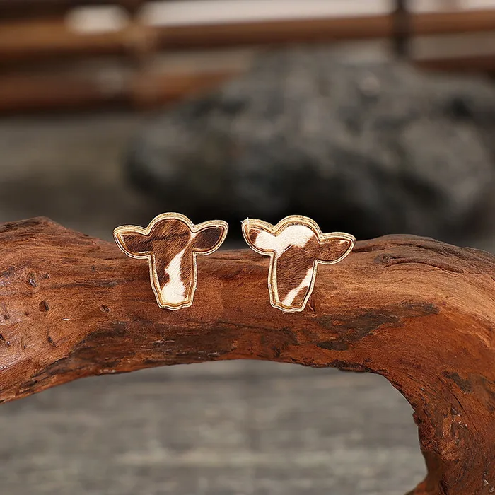 Bull Head Alloy Stud Earrings Trendsi Earrings