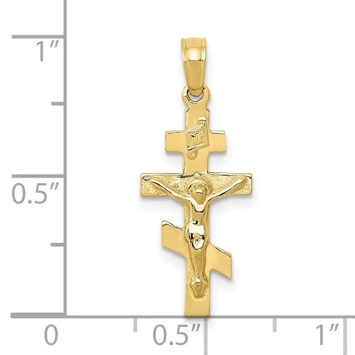 Charm Necklaces 10k Yellow Gold 11 mm Eastern Orthodox Jesus Crucifix Charm 083 grams Qgold Charm Necklaces 10k Yellow Gold 11 mm Eastern Orthodox Jesus Crucifix Charm 083 grams Qgold