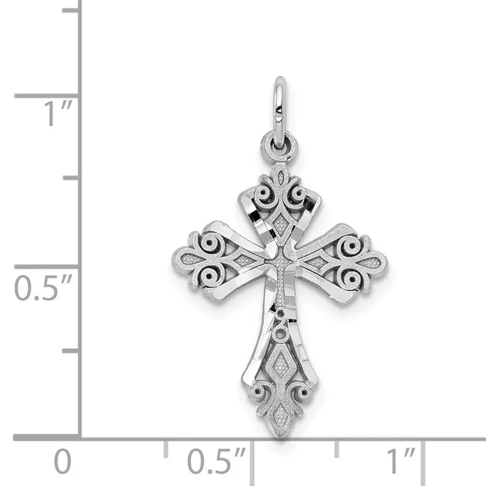 Charm Necklaces Qgold 10k White Gold 16 mm DiamondCut Cross Charm 094 grams Charm Necklaces Qgold 10k White Gold 16 mm DiamondCut Cross Charm 094 grams