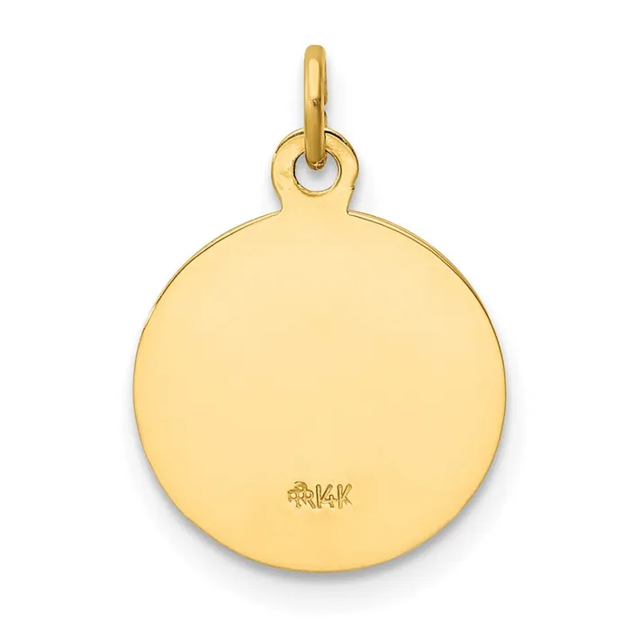 Charm Necklaces Qgold 14k Yellow Gold 1165 mm Caridad Del Cobre Medal Charm 077 grams
