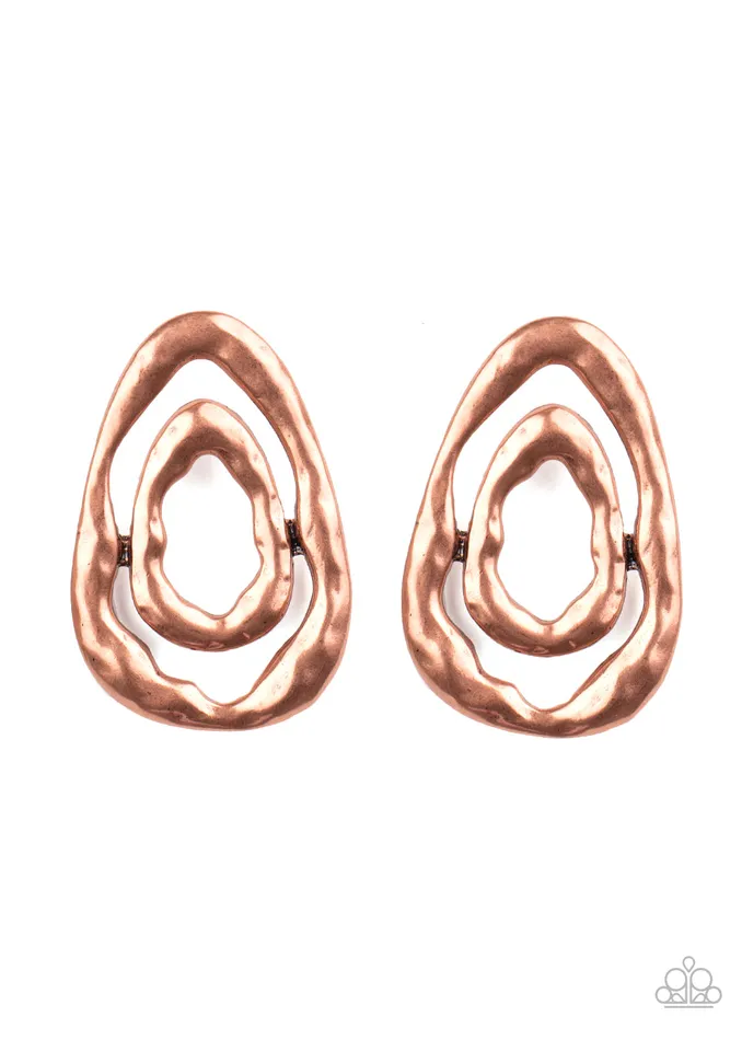 Earrings Paparazzi Accessories Ancient Ruins Copper Teardrop Post Earrings