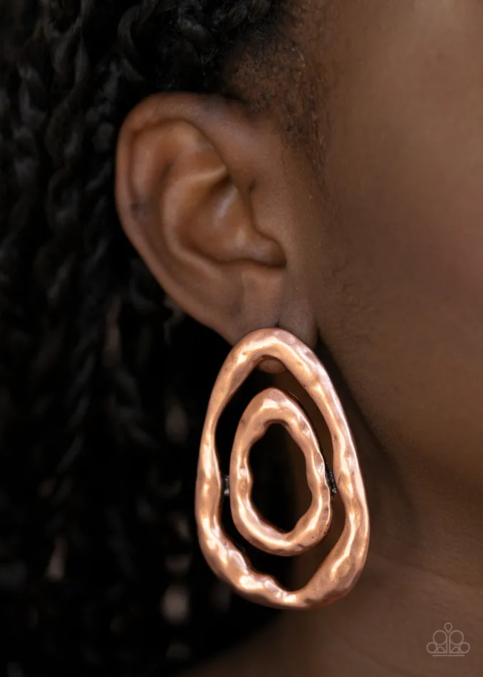 Earrings Paparazzi Accessories Ancient Ruins Copper Teardrop Post Earrings