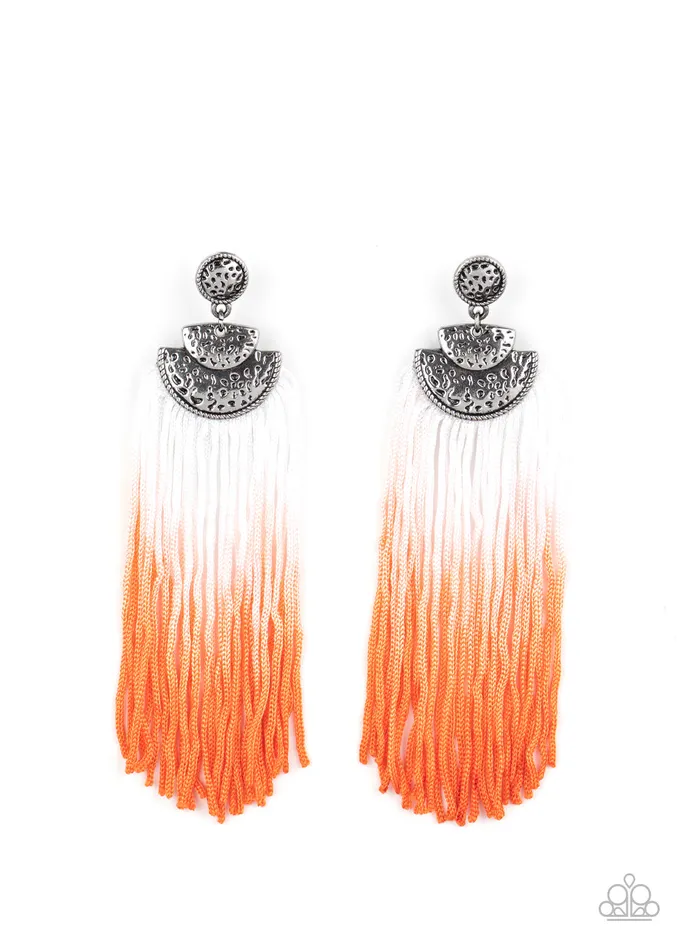 Earrings Paparazzi Accessories DIP It Up Orange and White Ombre Silver Post Earrings Paparazzi Earrings Paparazzi Accessories DIP It Up Orange and White Ombre Silver Post Earrings Paparazzi
