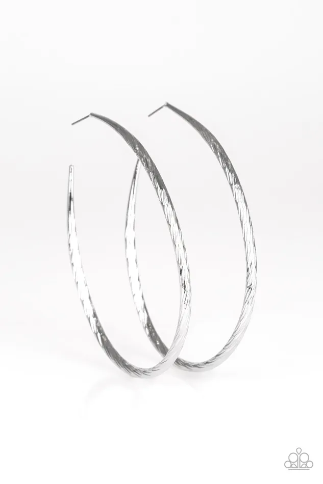 Earrings Paparazzi Accessories Fleek All Week Paparazzi Silver Large Hoop Earrings