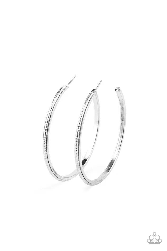 Earrings Paparazzi Accessories Sultry Shimmer Silver Textured Bar Hoop Earrings Paparazzi Earrings Paparazzi Accessories Sultry Shimmer Silver Textured Bar Hoop Earrings Paparazzi