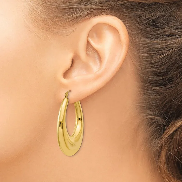 Earrings Qgold 14k Yellow Gold 7 mm Polished Hoop Earrings 525 grams