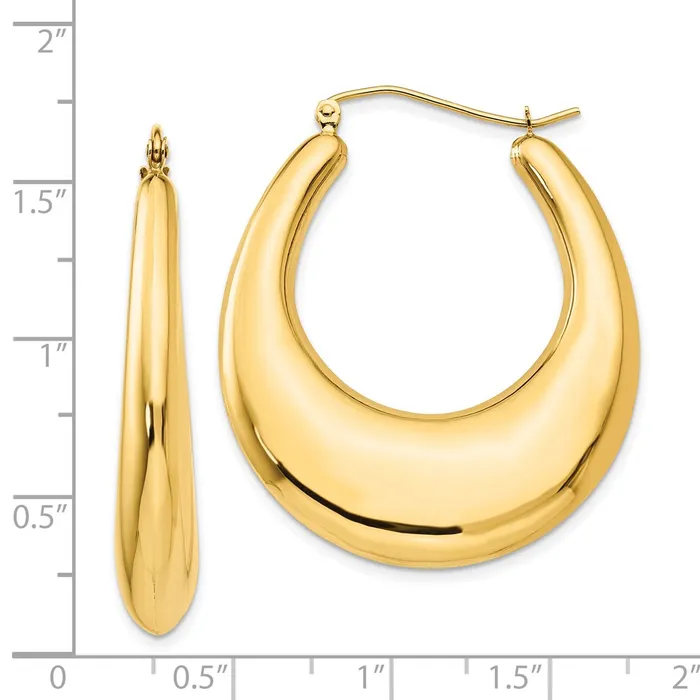 Earrings Qgold 14k Yellow Gold 7 mm Polished Hoop Earrings 525 grams
