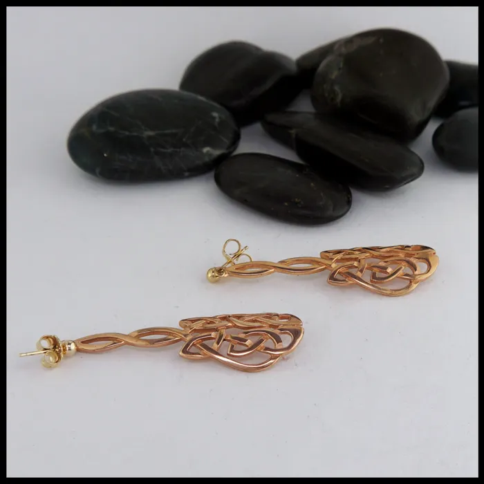 Earrings Walker Metalsmiths Open Celtic Knot Drop Earrings in Rose Gold