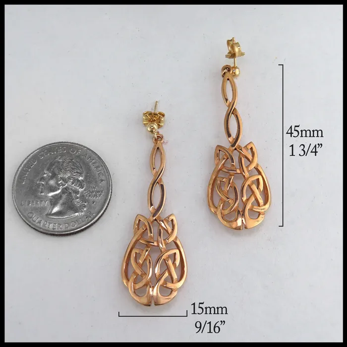Earrings Walker Metalsmiths Open Celtic Knot Drop Earrings in Rose Gold