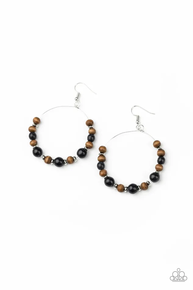 Forestry Fashion Paparazzi Black Stone Brown Wood Silver Circle Earrings Paparazzi Accessories Earrings Forestry Fashion Paparazzi Black Stone Brown Wood Silver Circle Earrings Paparazzi Accessories Earrings