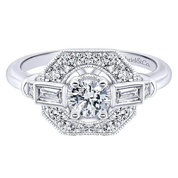Gabriel Co Adore Vintage OctagonShaped with Round Center Diamond Engagement Ring GABRIEL CO Rings
