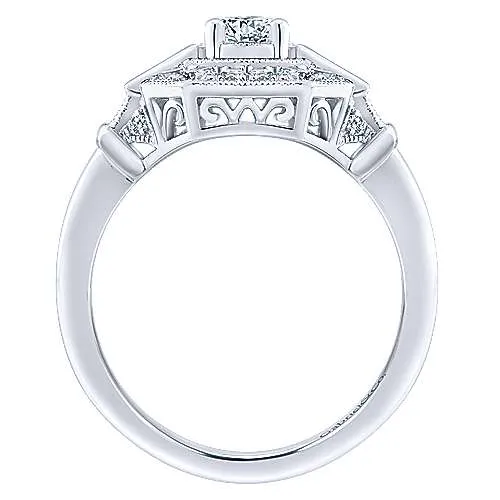 Gabriel Co Adore Vintage OctagonShaped with Round Center Diamond Engagement Ring GABRIEL CO Rings