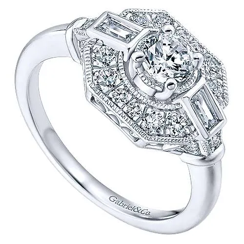 Gabriel Co Adore Vintage OctagonShaped with Round Center Diamond Engagement Ring GABRIEL CO Rings