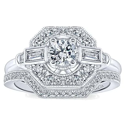 Gabriel Co Adore Vintage OctagonShaped with Round Center Diamond Engagement Ring GABRIEL CO Rings
