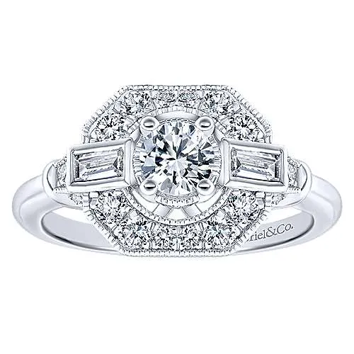 Gabriel Co Adore Vintage OctagonShaped with Round Center Diamond Engagement Ring GABRIEL CO Rings