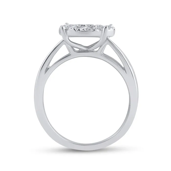 GND 14Kt White Gold Womens Princess Diamond Cluster Bridal Wedding Engagement Ring 100 Cttw 464 grams Rings GND 14Kt White Gold Womens Princess Diamond Cluster Bridal Wedding Engagement Ring 100 Cttw 464 grams Rings