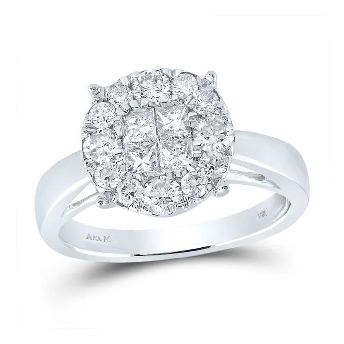 GND 14Kt White Gold Womens Princess Diamond Cluster Bridal Wedding Engagement Ring 100 Cttw 464 grams Rings GND 14Kt White Gold Womens Princess Diamond Cluster Bridal Wedding Engagement Ring 100 Cttw 464 grams Rings