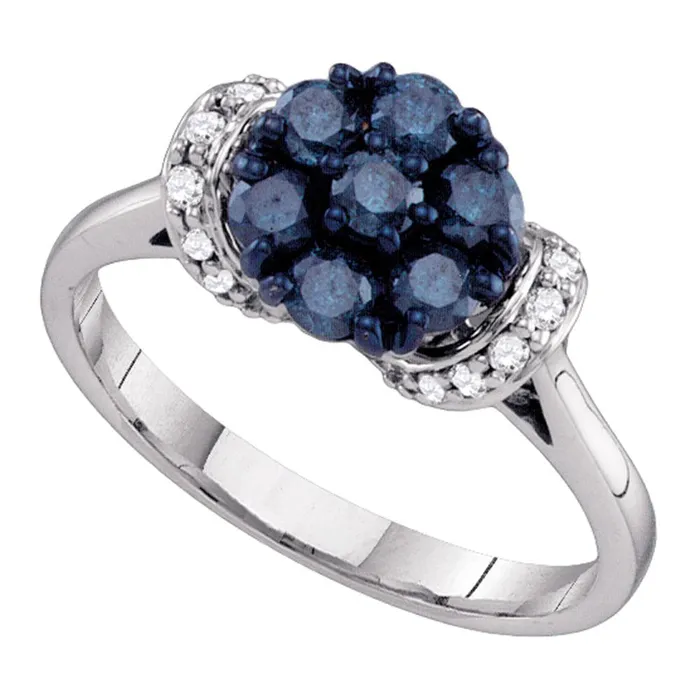 GND Rings 10Kt White Gold 58CtwDia Flower Blue Ring 238 grams