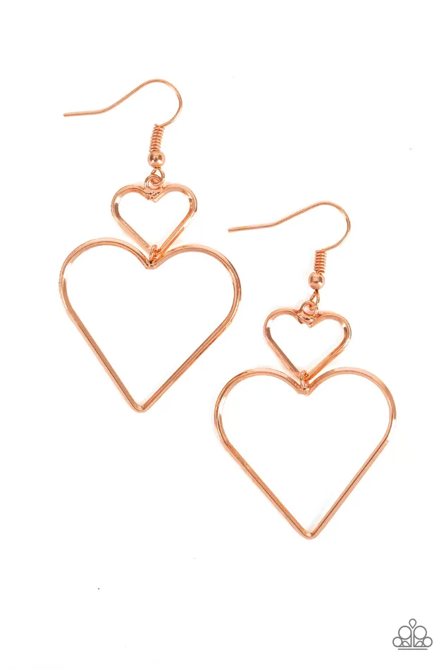 Heartbeat Harmony Paparazzi Copper Shiny Heart Earrings Paparazzi Accessories Earrings Heartbeat Harmony Paparazzi Copper Shiny Heart Earrings Paparazzi Accessories Earrings