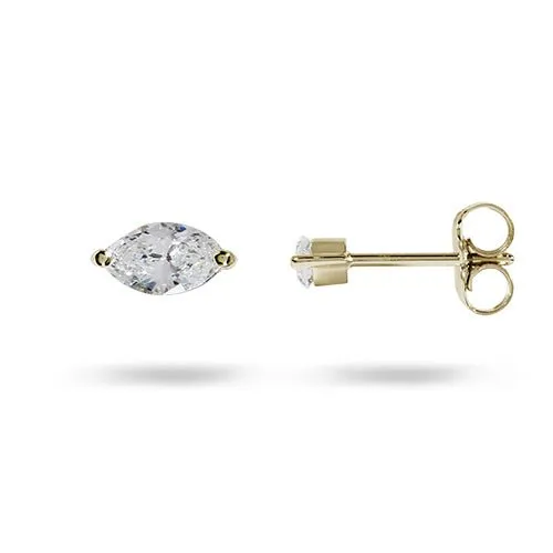 MARQUISE DIAMOND STUD EARRINGS IN YELLOW GOLD Penwarden Fine Jewellery Earrings