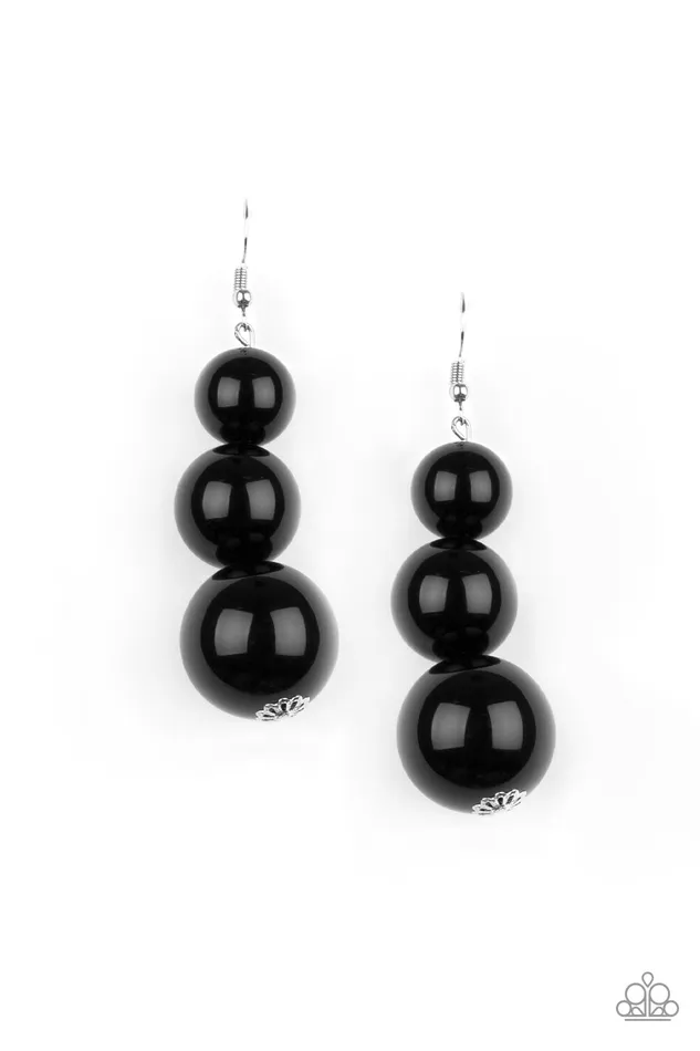 Material World Paparazzi Black Large Bead Earrings Paparazzi Accessories Earrings