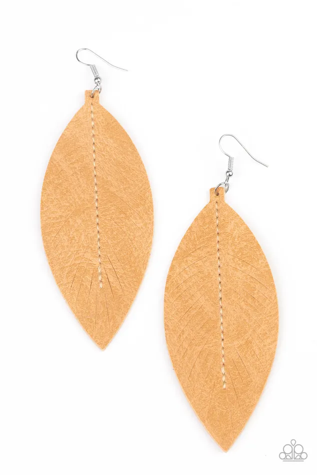 Naturally Beautiful Paparazzi Brown Leather Leaf Pattern Earrings Paparazzi Accessories Earrings Naturally Beautiful Paparazzi Brown Leather Leaf Pattern Earrings Paparazzi Accessories Earrings