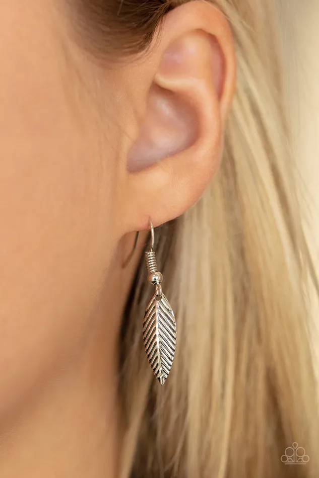 Necklaces Paparazzi Accessories Canopy Cruise Yellow Rhinestone Silver Feather Fringe Necklace Paparazzi