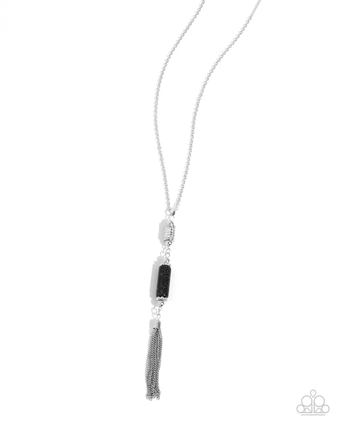Necklaces Paparazzi Accessories Vertical Vacation Black Stone Silver Tassel Y Long Necklace Paparazzi Necklaces Paparazzi Accessories Vertical Vacation Black Stone Silver Tassel Y Long Necklace Paparazzi