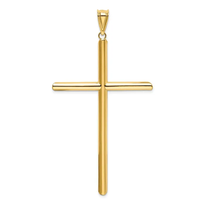 Necklaces Qgold 14k Yellow Gold 3745 mm Polished Tube Cross Pendant 211 grams Necklaces Qgold 14k Yellow Gold 3745 mm Polished Tube Cross Pendant 211 grams
