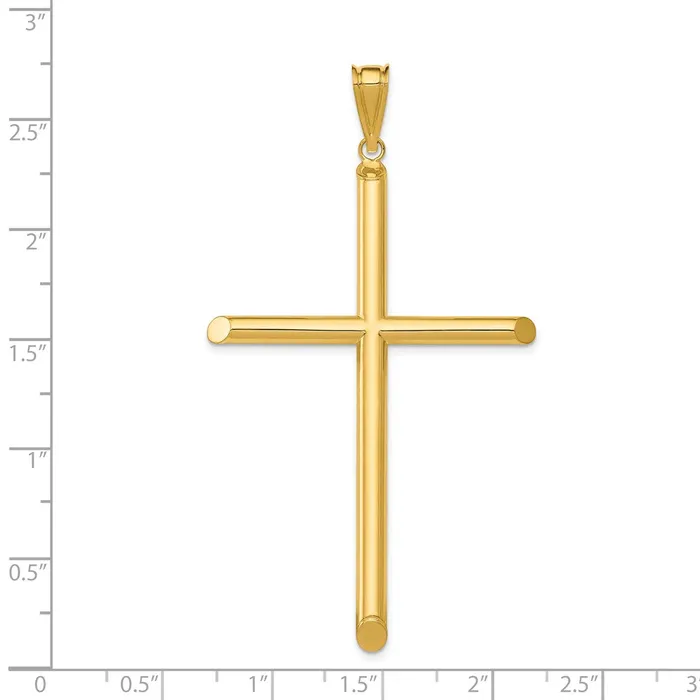 Necklaces Qgold 14k Yellow Gold 3745 mm Polished Tube Cross Pendant 211 grams Necklaces Qgold 14k Yellow Gold 3745 mm Polished Tube Cross Pendant 211 grams