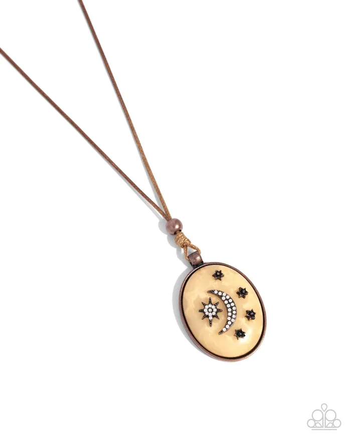 Necklaces Stellar Service Copper Moon Star Brown Cord Long Necklace Paparazzi Paparazzi Accessories Necklaces Stellar Service Copper Moon Star Brown Cord Long Necklace Paparazzi Paparazzi Accessories