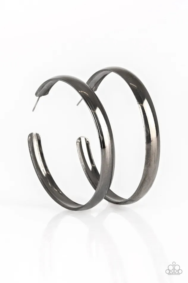 Paparazzi Accessories A Double Feature Black Gun Metal Hoop Earrings Paparazzi Earrings Paparazzi Accessories A Double Feature Black Gun Metal Hoop Earrings Paparazzi Earrings