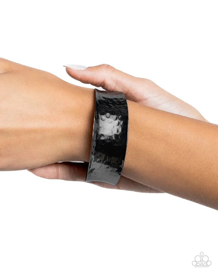 Paparazzi Accessories Bracelets Urban Ore Black Gunmetal Hammered Cuff Bracelet Paparazzi