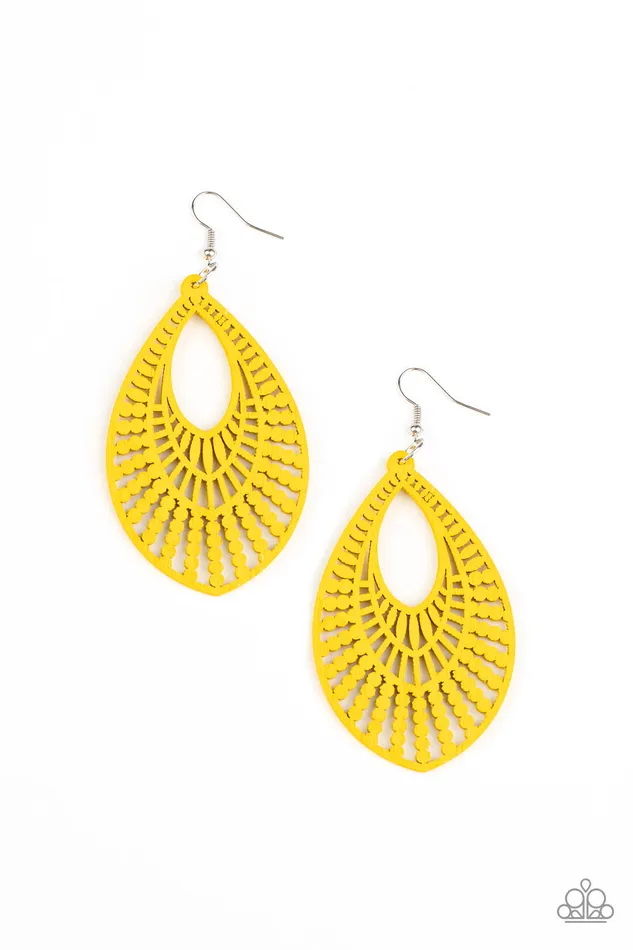 Paparazzi Accessories Earrings Bermuda Breeze Yellow Wooden Cutout Teardrop Earrings Paparazzi Paparazzi Accessories Earrings Bermuda Breeze Yellow Wooden Cutout Teardrop Earrings Paparazzi