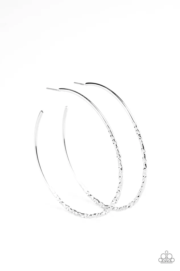 Paparazzi Accessories Earrings Embellished Edge Silver Hammered Hoop Earrings Paparazzi Paparazzi Accessories Earrings Embellished Edge Silver Hammered Hoop Earrings Paparazzi